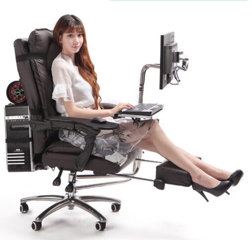 OK930 Full Motion Reclining Chair + Monitor Keyboard Holder +Chair Arm Clamp Elbow Wrist Support Mouse Pad for Game Office - Image 3