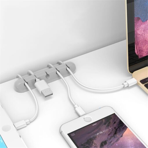 Silicone USB Cable Organizer Earphone Clip Charger Wire Data Line
